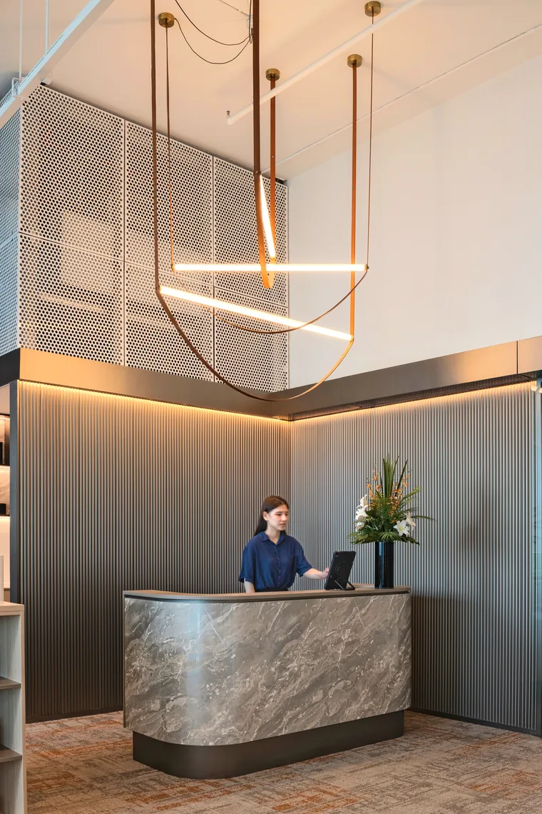 ARC 380 office show unit with loft deck staircase